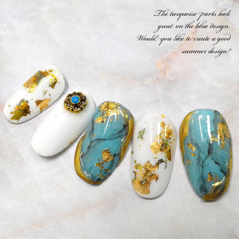 ネイルパーツ ターコイズ コンチョ 6種類 5個入り ネイル メタル