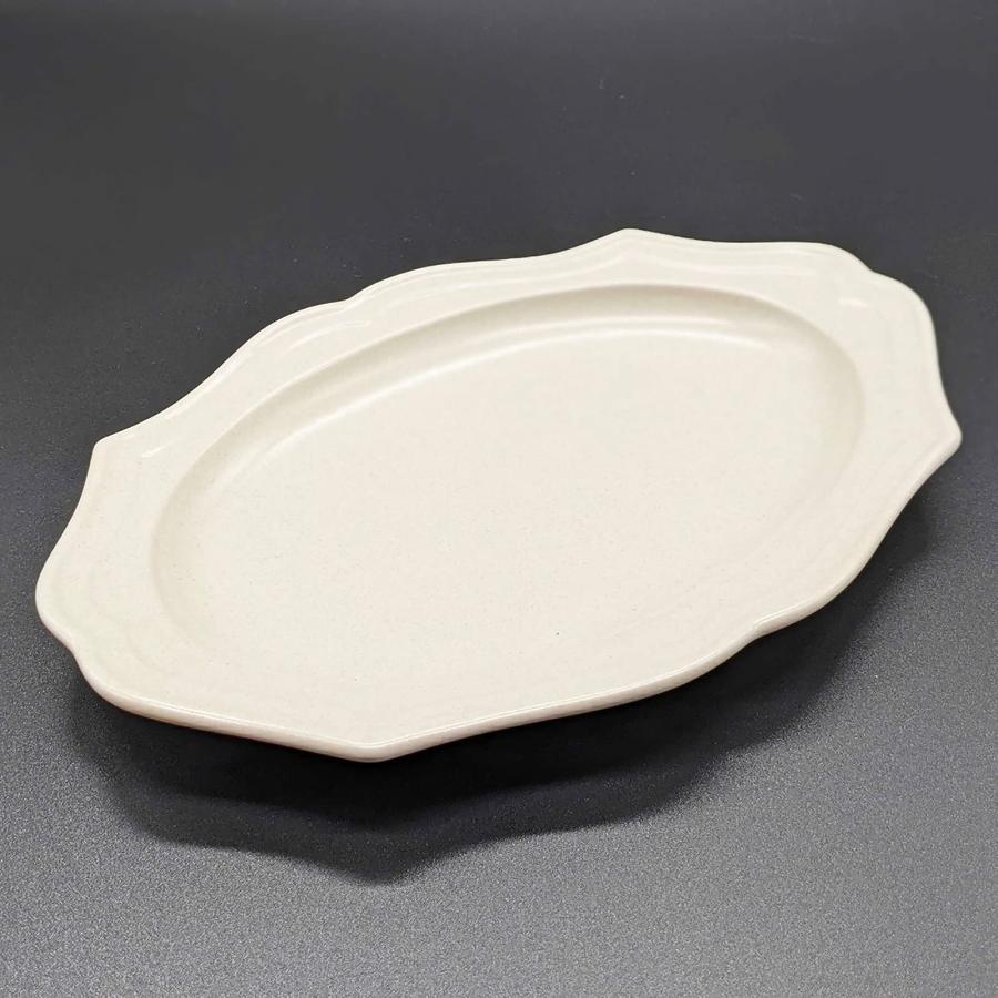 うつわ魯庵 美濃焼 「 cadre 」 楕円 オーバル 皿 プレート レリーフ