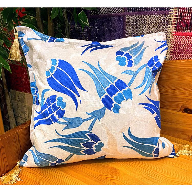 トルコ製 クッションカバー トルコ国花 チューリップ柄 シェニール織