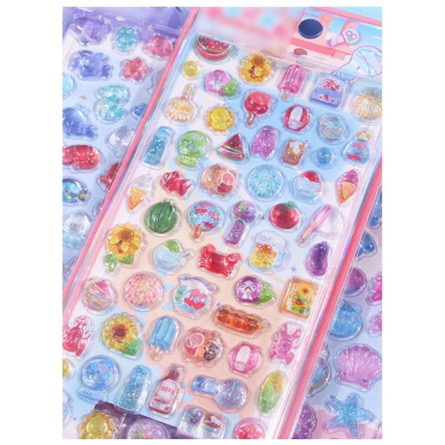 4枚セット ぷくぷくシール ボンボンシール 立体ドロップシール 立体