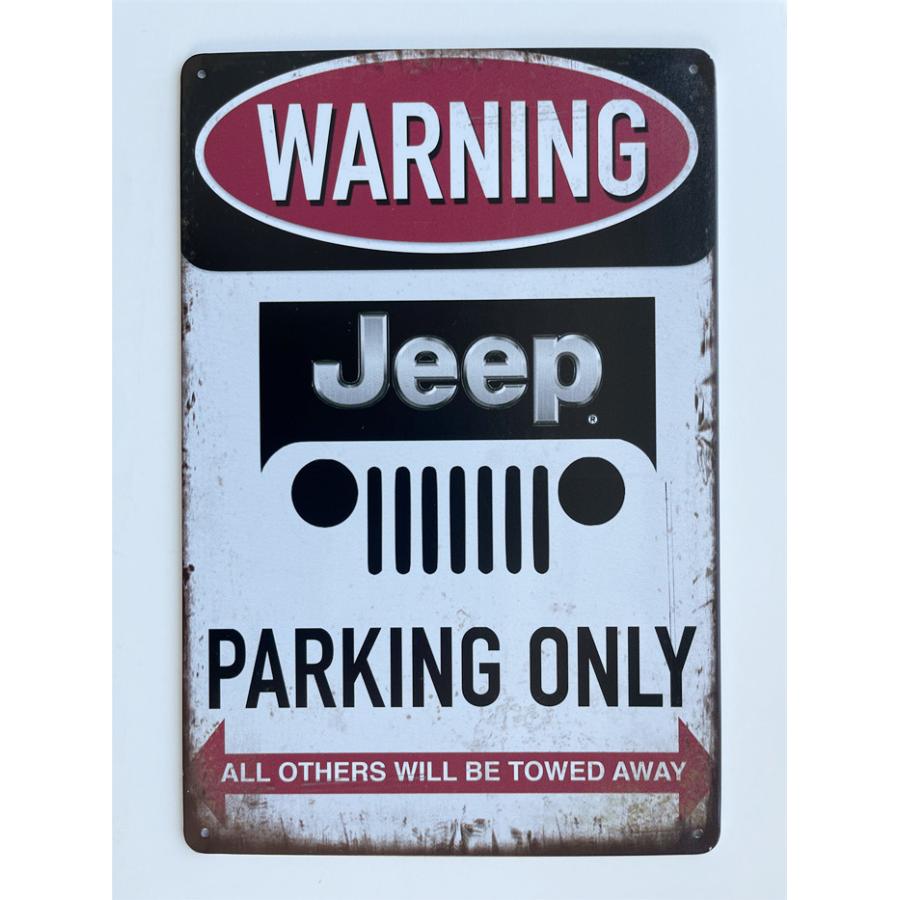 jeep ジープ 車 専用駐車場☆レトロ調☆メタルサイン アメリカンブリキ