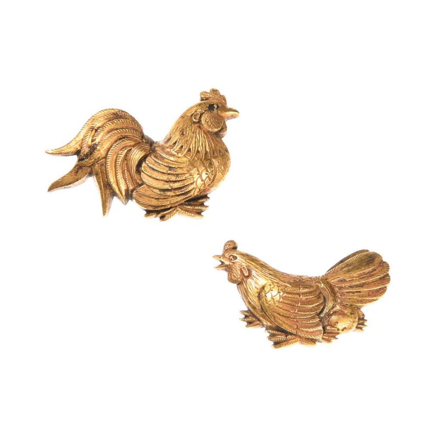 目貫 京金具師 鶏図目貫 【保存刀装具】鍔・鐔 刀装具 日本刀 刀剣