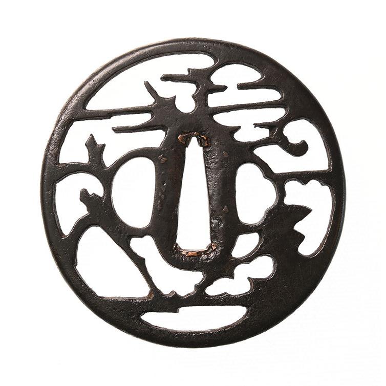 鍔・鐔 古赤坂 雲月夜景透鍔【特別保存刀装具】刀装具 日本刀 刀剣