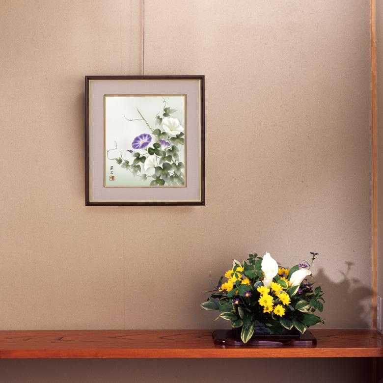 花の12ヶ月色紙セット 額1点付 浮田秋水 森山観月 吉井蘭月 高見蘭石