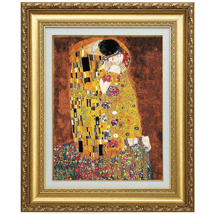 グスタフ・クリムト 接吻 10号 立体複製名画 美術品 レプリカ 絵画 額