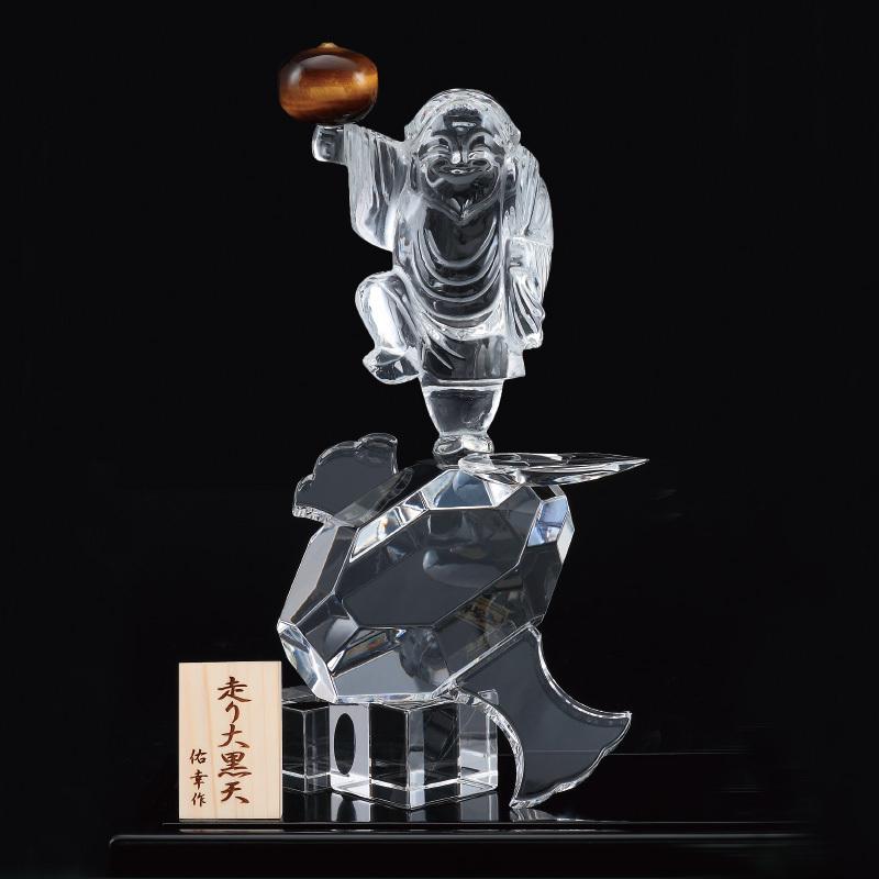 水晶彫刻 走り大黒天 田中祐幸 美術品 インテリア 工芸品 - アートの友