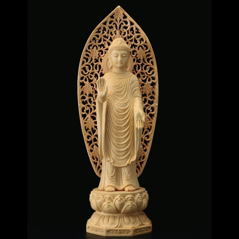 仏像 釈迦如来 木製 木彫り 小さな仏像 ミニ 木仏 持仏 ご本尊