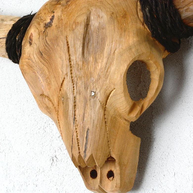 ハンティングトロフィー スタンド 壁掛け 水牛 インテリア 木製