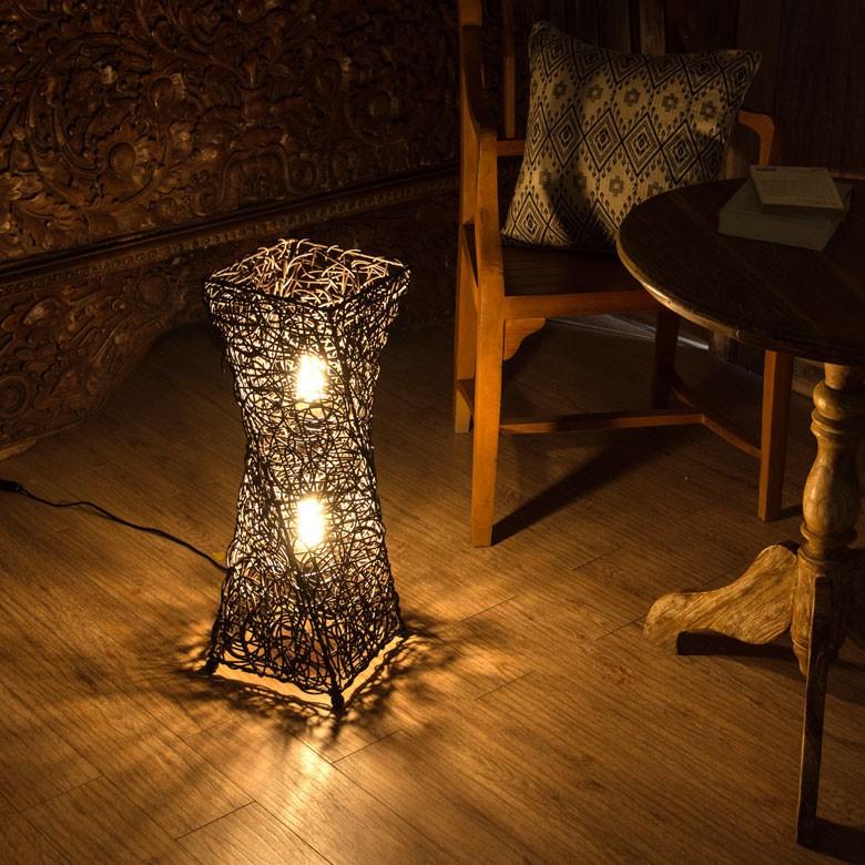 フロアライト 照明 スタンド ラタン製 籐 高さ約60cm アジアン バリ