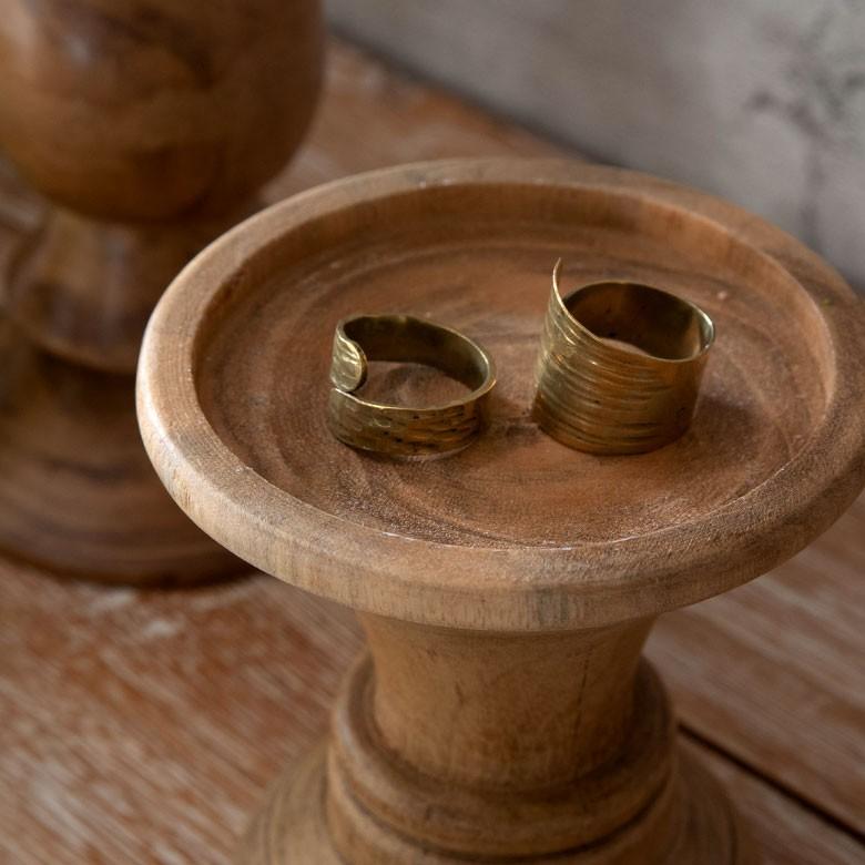 キャンドルホルダー キャンドルスタンド 木 木製 チークウッド 小物