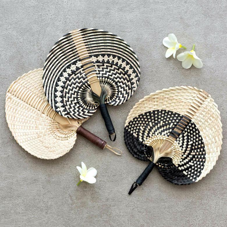 うちわ 団扇 扇子 せんす ロンタル 椰子製 Sサイズ 小 ハンドメイド 約