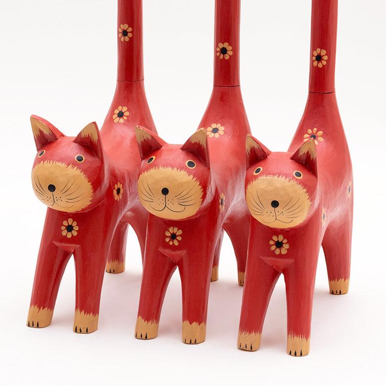 トイレットペーパー ホルダー 猫 ネコ 尻尾 バリ島 ピンク オブジェ