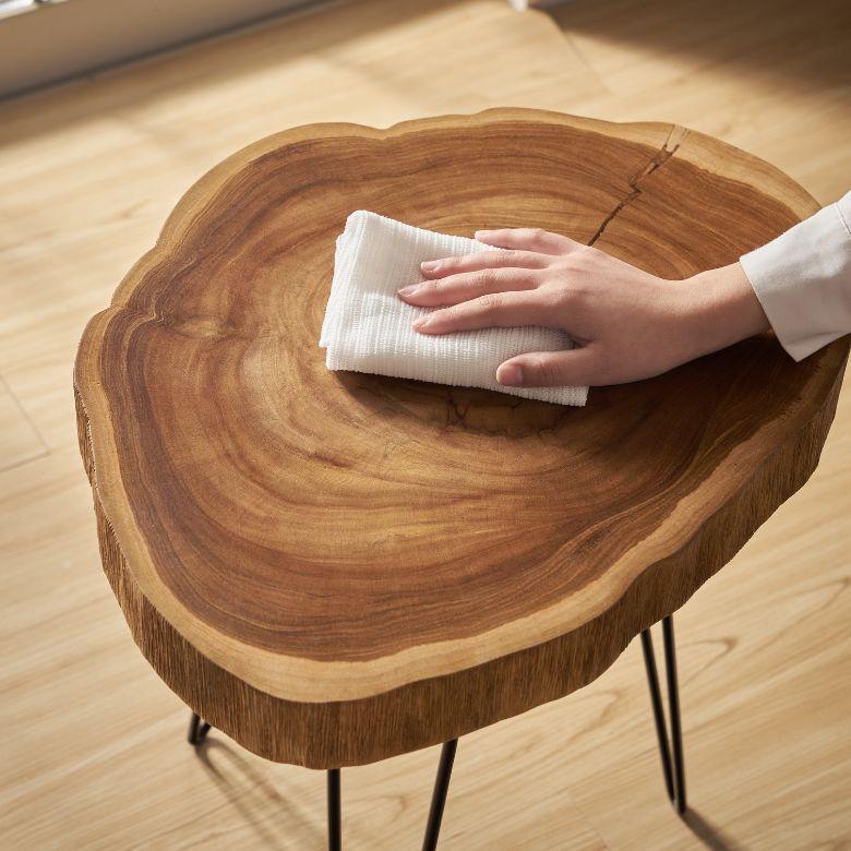ELEMENTS サイド テーブル 切り株 天然 ウッド 無垢 チーク 高さ 約