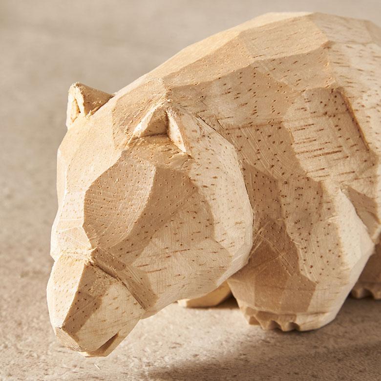 ELEMENTS 動物 置物 おしゃれ 木彫りの熊 オブジェ 天然木 木製 飾り