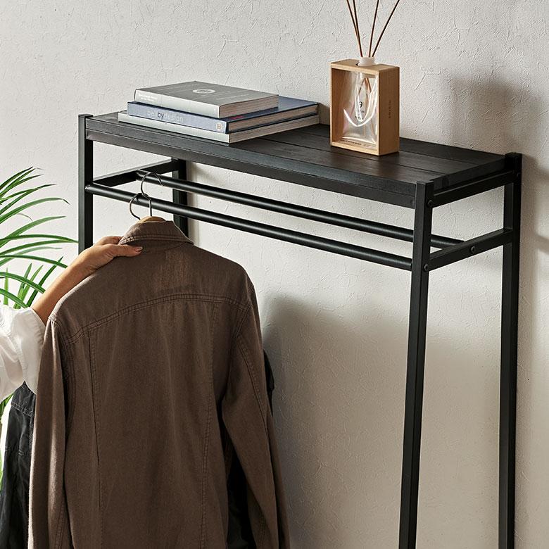 ELEMENTS ハンガーラック 木製 コートハンガー 幅80cm アイアン
