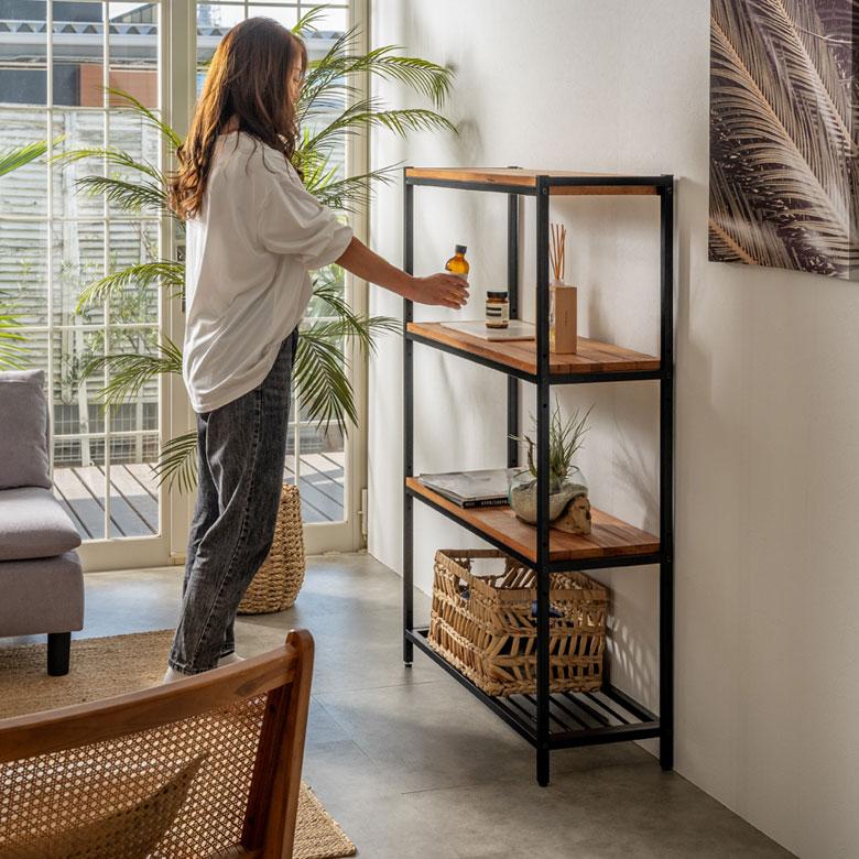 ELEMENTS シェルフ 棚 ラック 木製 オープンシェルフ キッチンラック