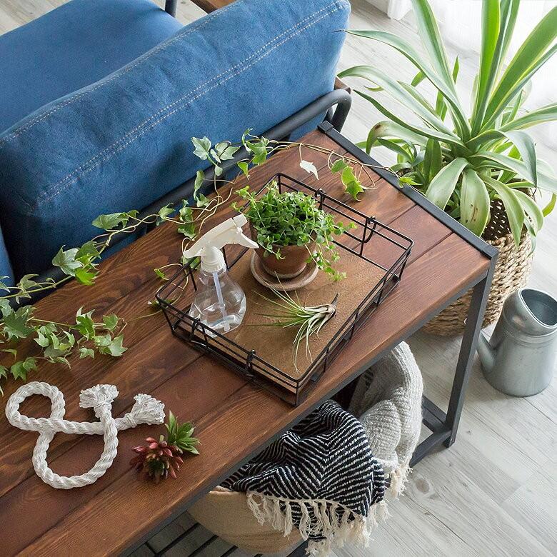 ELEMENTS ワイヤーバスケット かご 収納 木製 ワイヤーフレーム