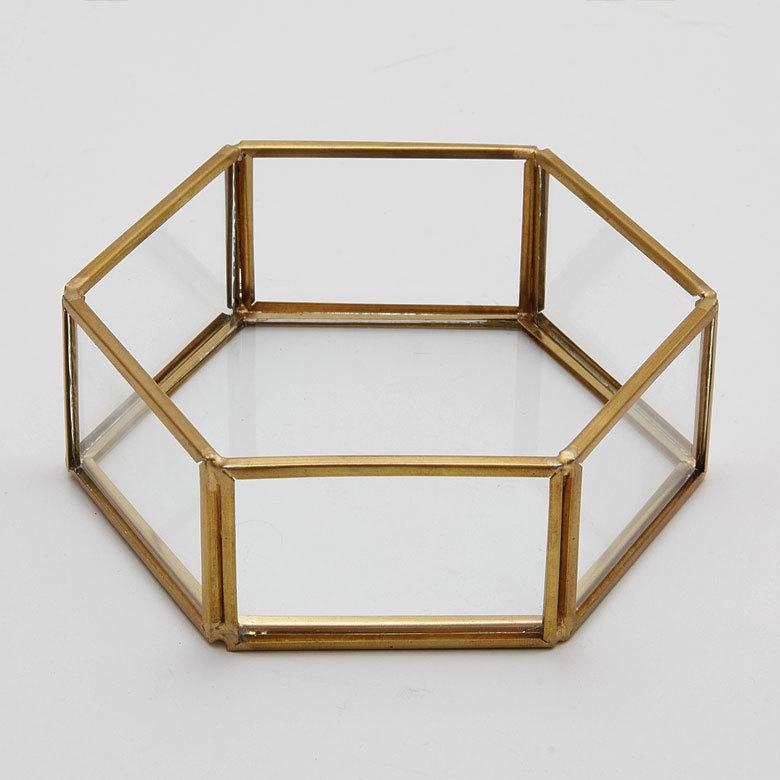 ELEMENTS アクセサリーケース ガラス 真鍮 アクセサリー 収納 六角形 M