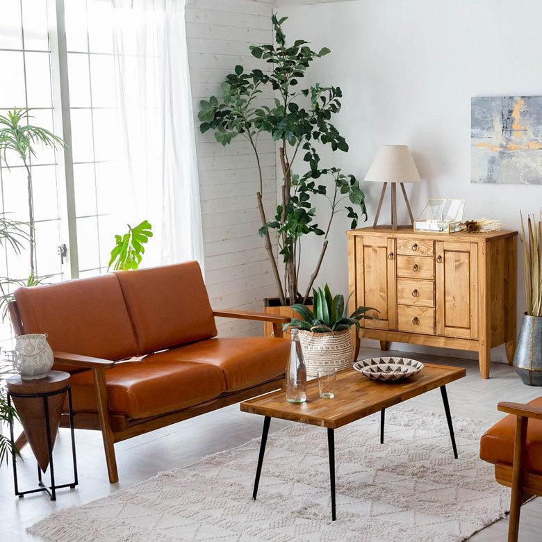 東谷 ソファ 2人掛け 2P 本革 木 幅 125cm キャメル ブラウン レザー