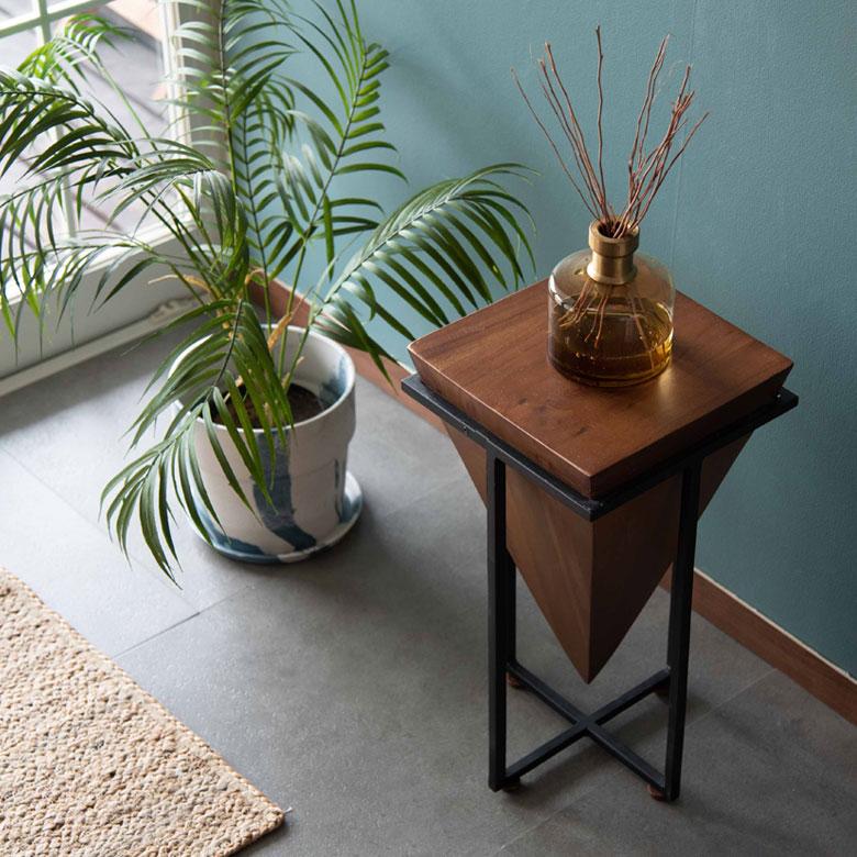 東谷 サイドテーブル コーヒーテーブル アイアン 木 W 25cm H 45.5cm