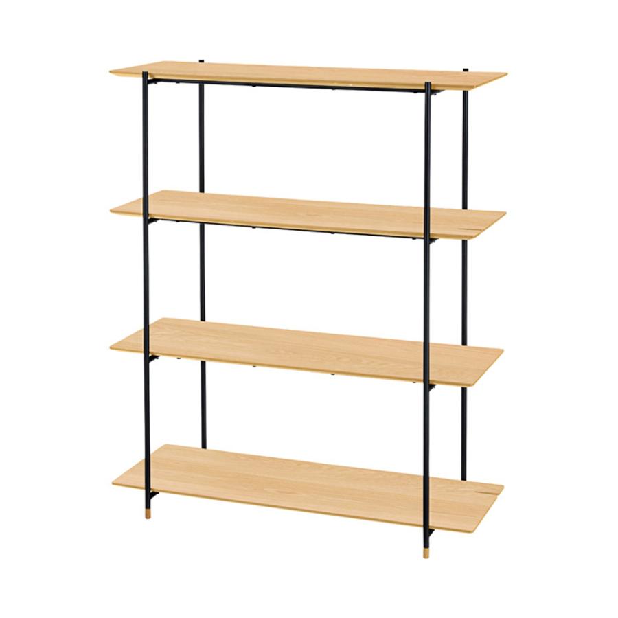 シェルフ 棚 4段 オープンシェルフ 天然木 スチール ナチュラル