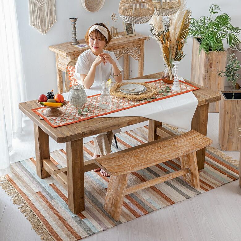 東谷 ダイニング テーブル リビング 木製 長方形 食卓 古材 天然木 4人