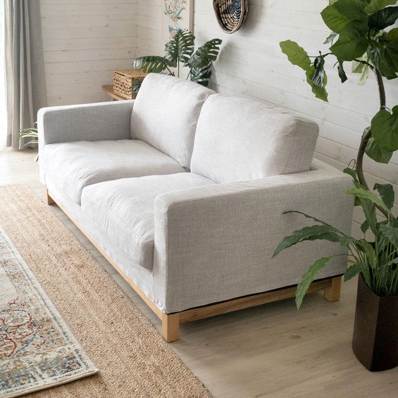 東谷 ソファ 2人掛け 2P ファブリック 約W181cm ホワイト グレー