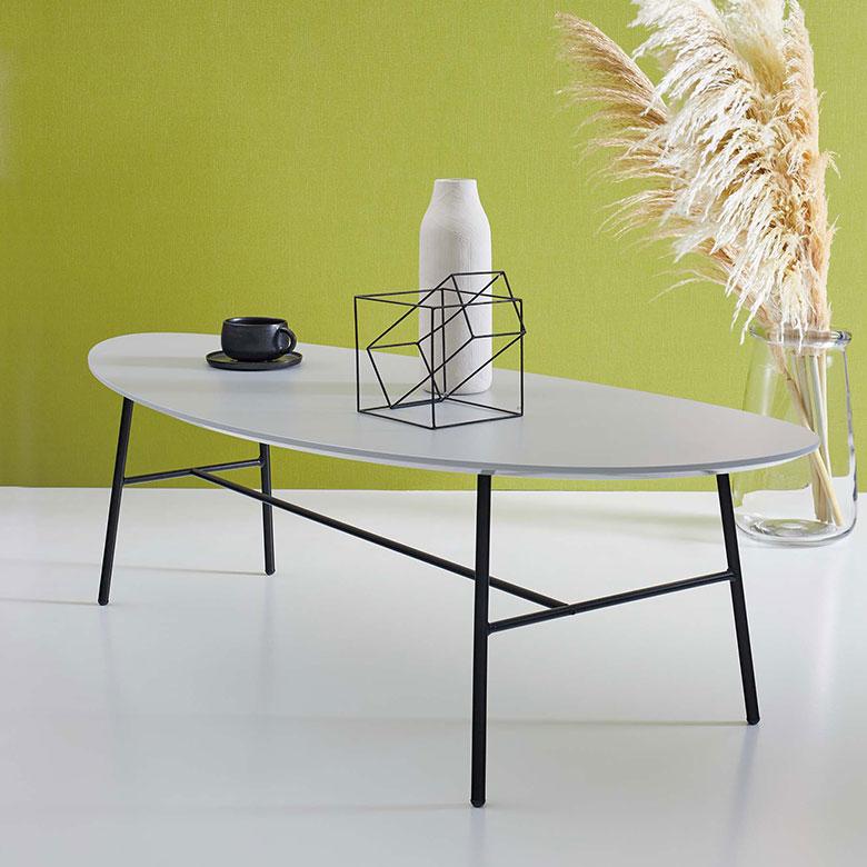 東谷 リビング テーブル センター 幅 130cm グレー 曲線 デザイン