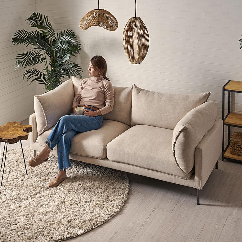 東谷 ソファ 2人 掛け 二人 2P クッション付 カバーリング 手洗い 可