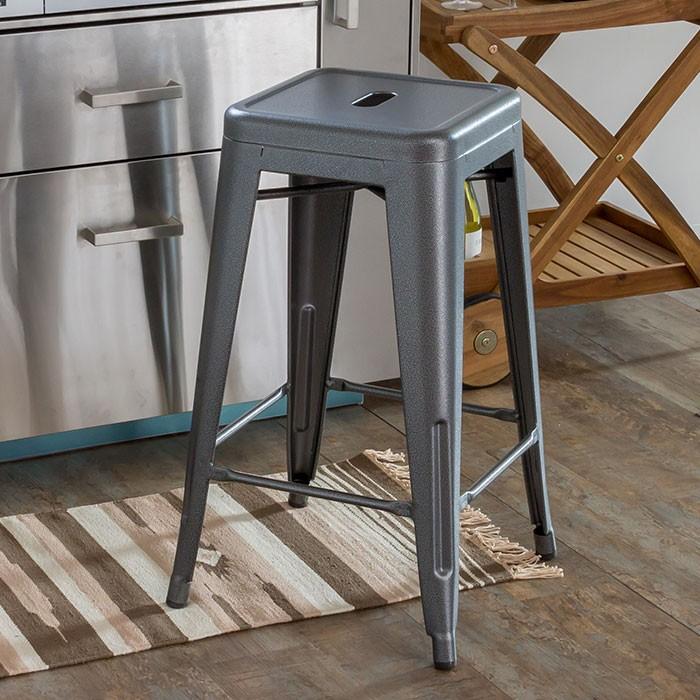 スタッキングOK スチール製 メタリック ハイスツール スツール チェア