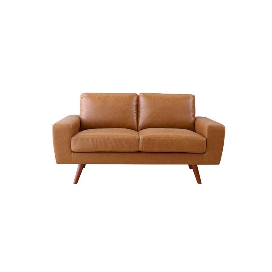 ソファ 2人掛けソファー 脚付き 合皮 レザー ポケットコイル ブラウン