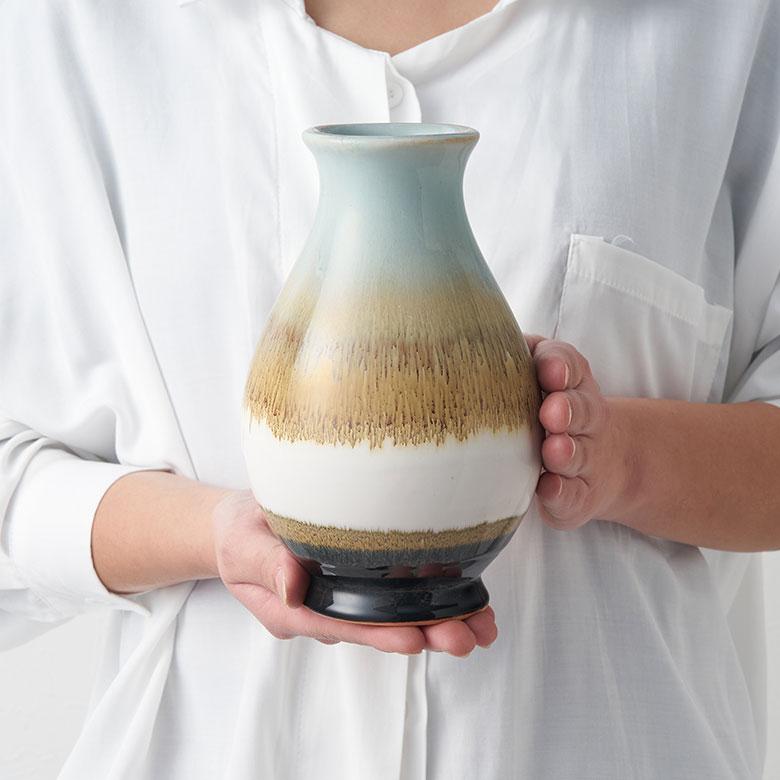 青白磁 山水画 フラワーベース 青白磁 山水画 フラワーベース 景徳鎮