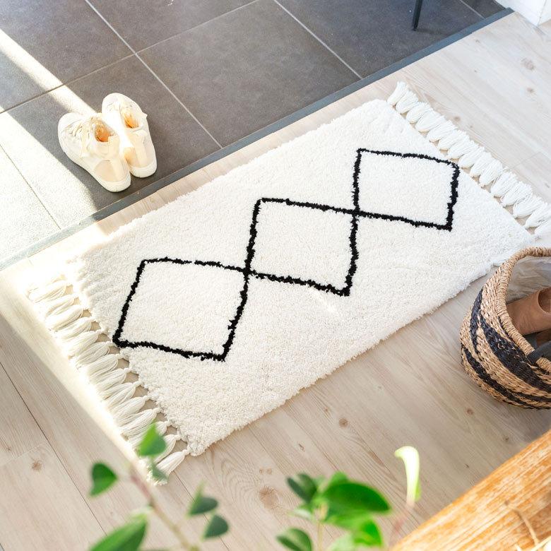 ELEMENTS 玄関マット ラグマット 約 50×80cm ベニオワレン風 メッシュ