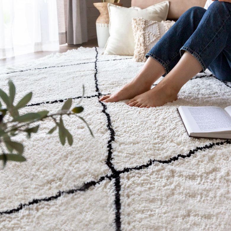 ELEMENTS ラグ ラグマット 約 185×185cm ベニオワレン風 メッシュ