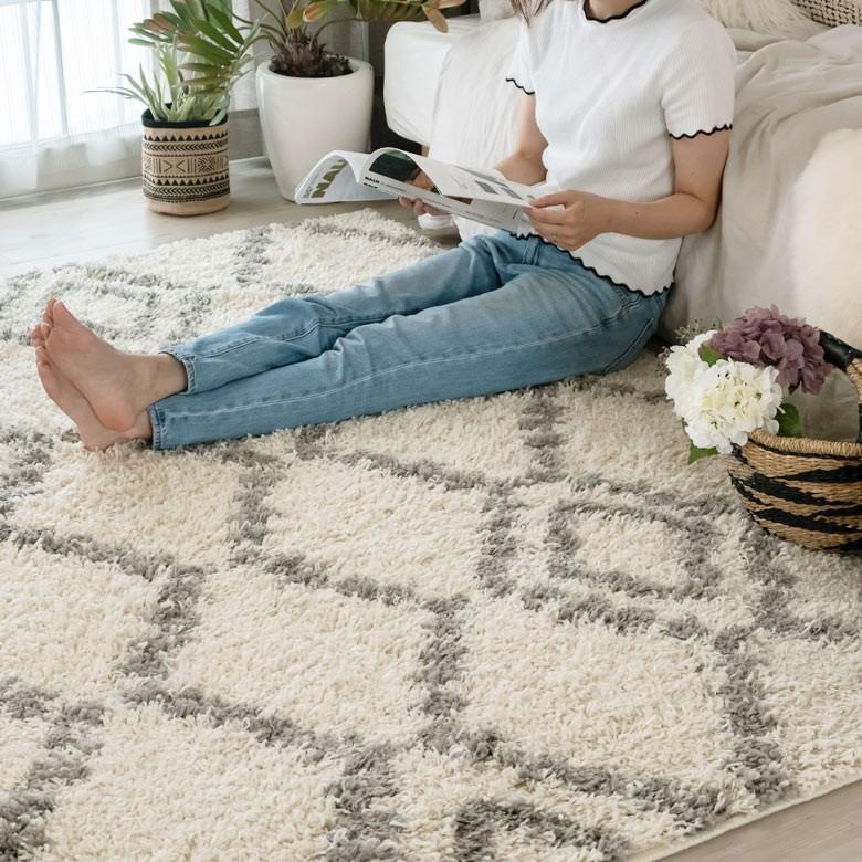 ELEMENTS ラグ マット カーペット 約130×190cm エジプト製 ダイヤ柄