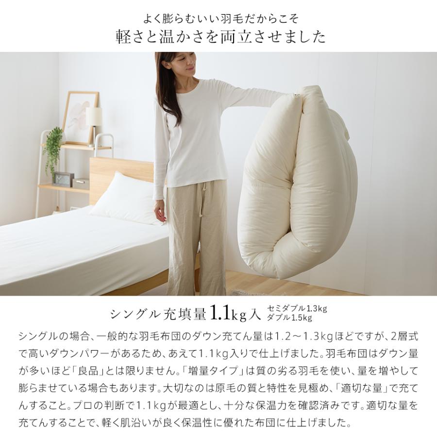 羽毛布団 二層式 シングル ポーランド産ホワイトマザーグース95