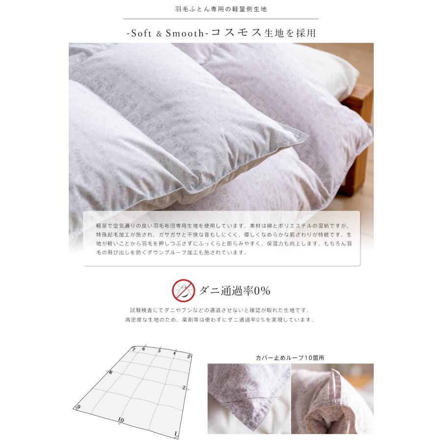 ロマンス小杉 羽毛布団 シングル 衿元フィット ハンガリー産ダウン90