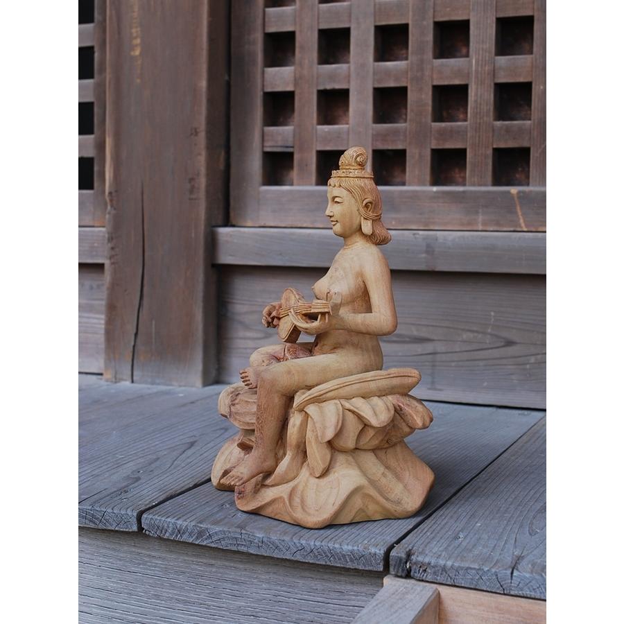 受注生産】七福神の琵琶弁財天座像（弁才天 財宝神 裸体弁天 妙音