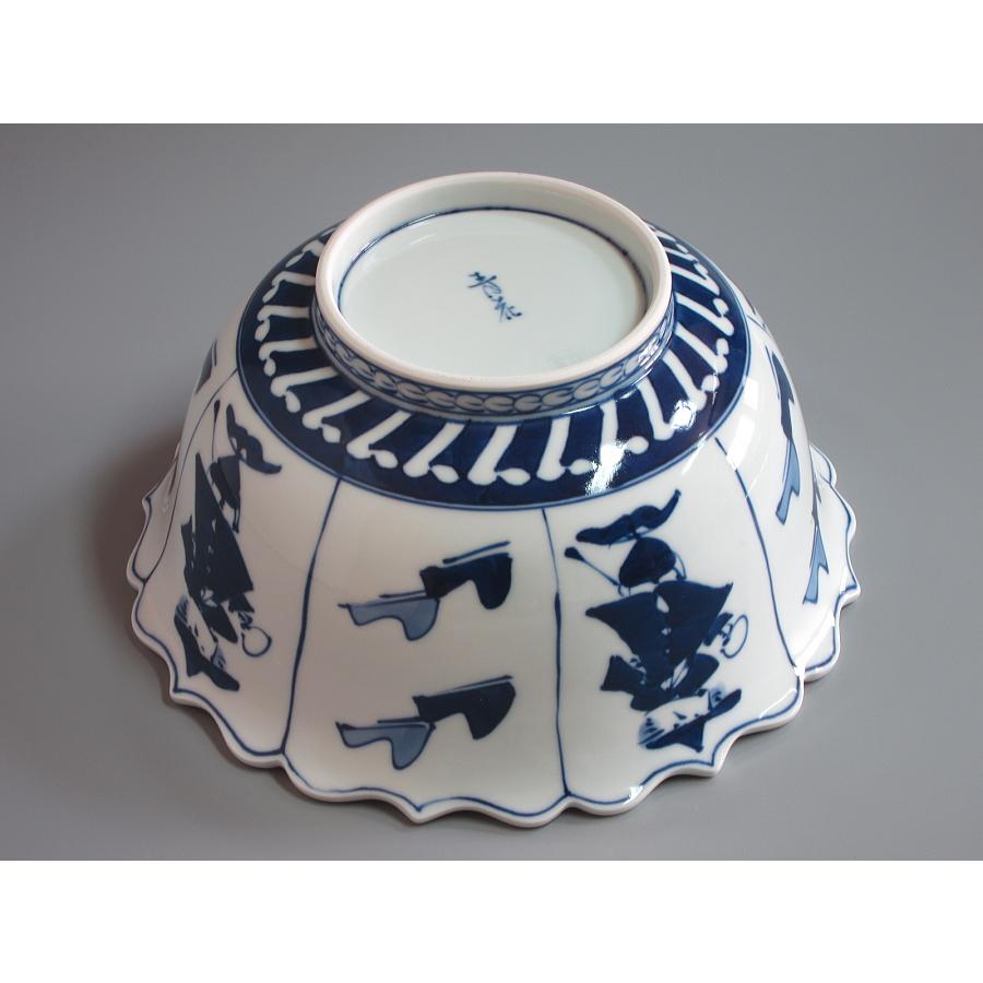 有田焼 芙蓉手南蛮人と船 菓子器／懐石鉢 有田焼青花（しん窯）造 化粧