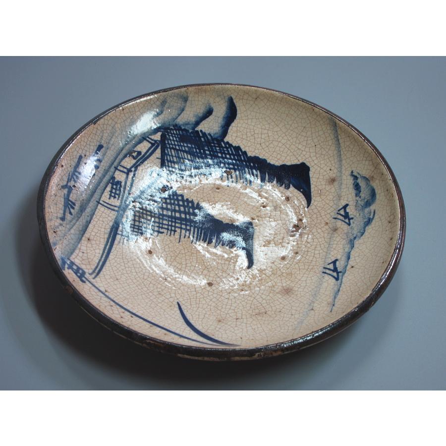 瀬戸染付 絵瀬戸干網図平鉢 江戸時代後期／19世紀 : 茶道具商 越中屋