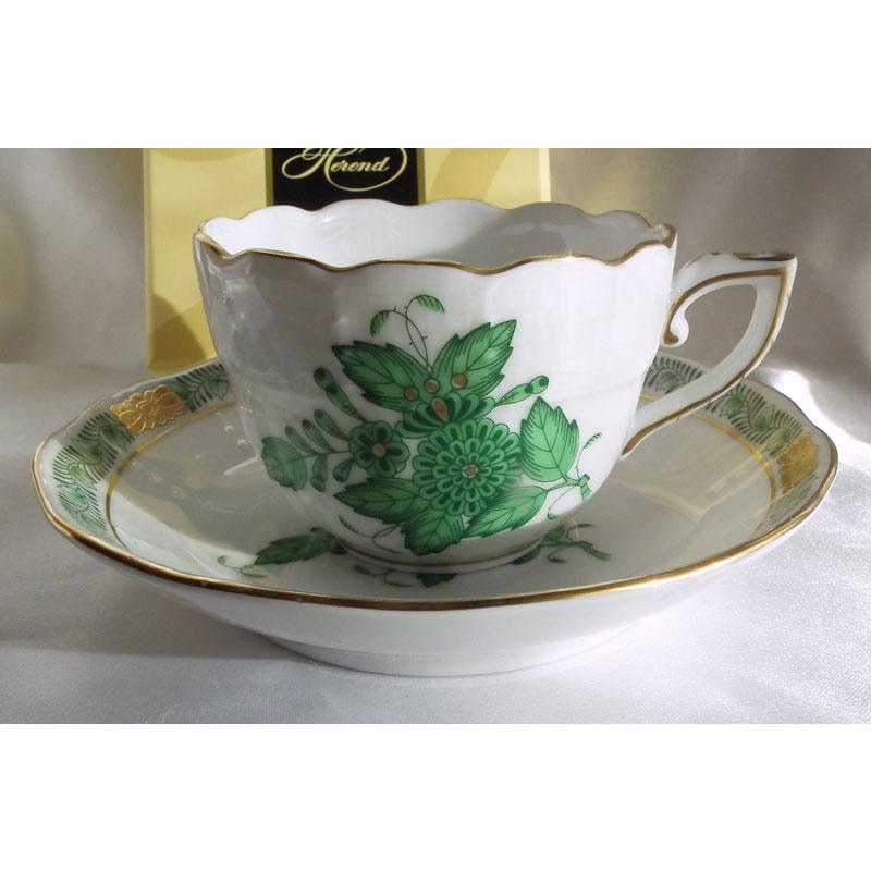 ヘレンド（HEREND） アポニーグリーン モカカップアンドソーサー AV711