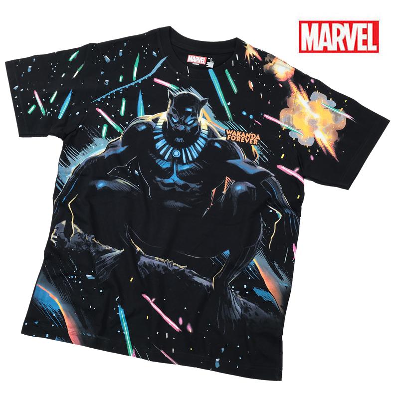 MARVEL（マーベル） Tシャツ 半袖 ブラックパンサー WAKANDAFOREVER