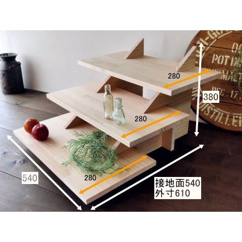 マルシェ3段ディスプレイラック（横型）（パイン材）無塗装 : F-RAISE