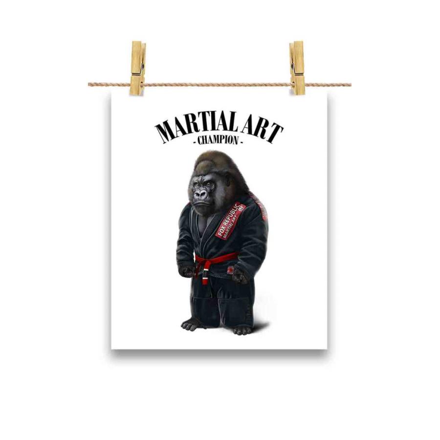 ポスター A1 ゴリラ 黒い柔道着 師匠 筋トレ チャンピオン by Fox