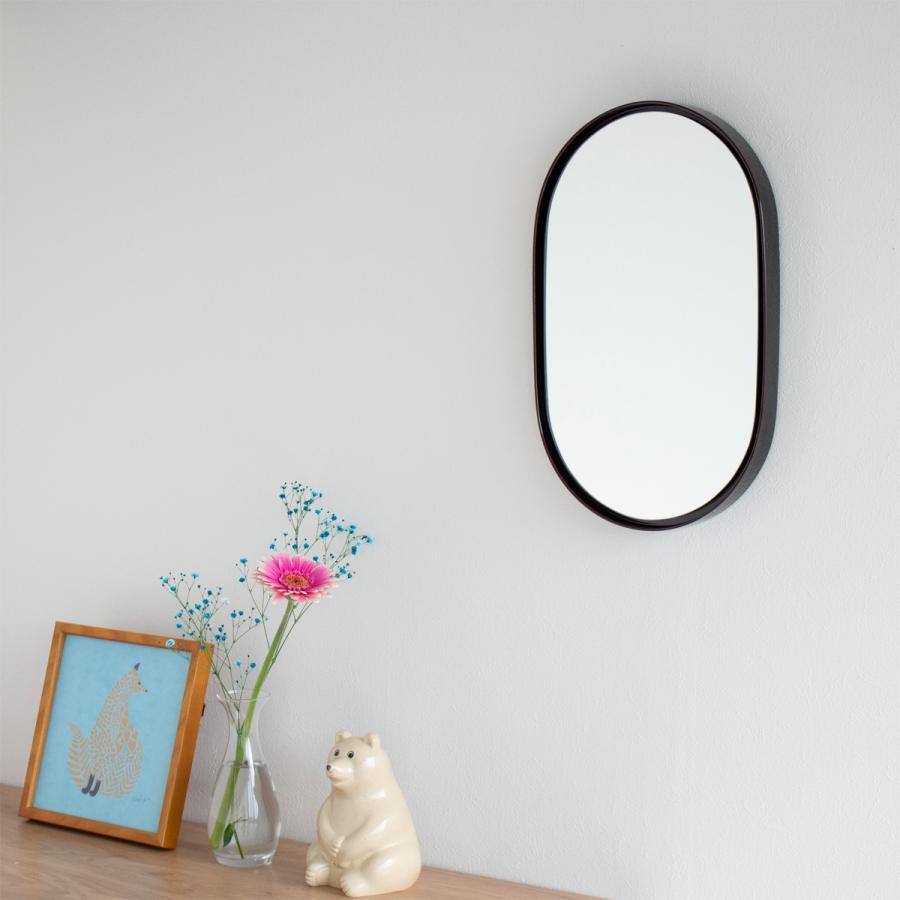 鏡 壁掛け ミラー 丸 丸い 楕円 ウォールミラー 木製 フレーム 漆
