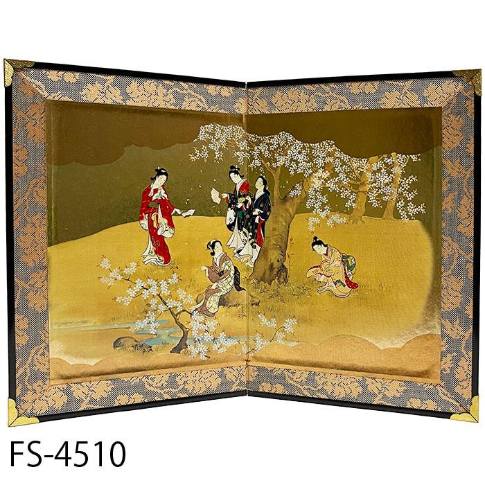 屏風 桜 梅 美人画 2月 3月 4月 春 冬 人形 風俗画 送料無料 二曲