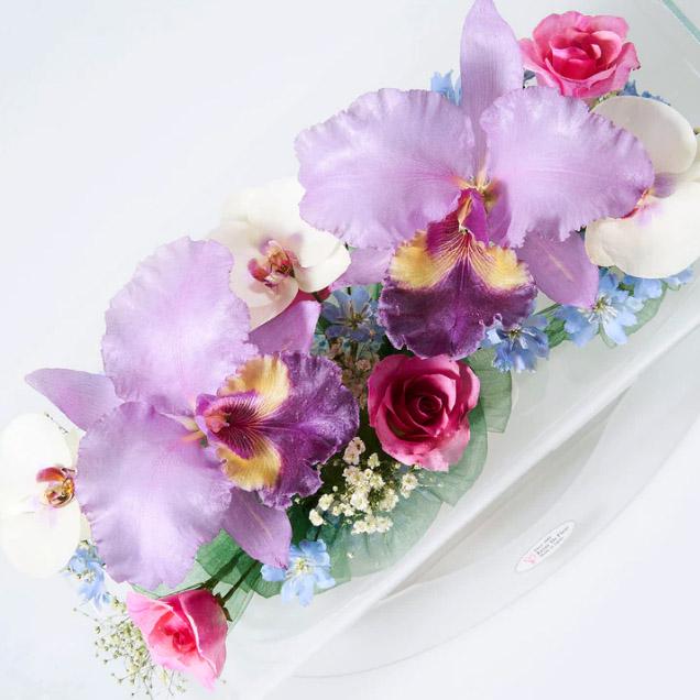 レンデフロール カトレア 胡蝶蘭 バラ デルフィニューム かすみ草