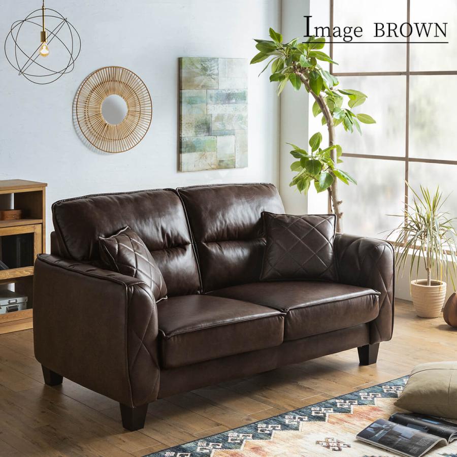 ソファー ファブリックレザー 二人掛け 2P ソファ ヴィンテージ調