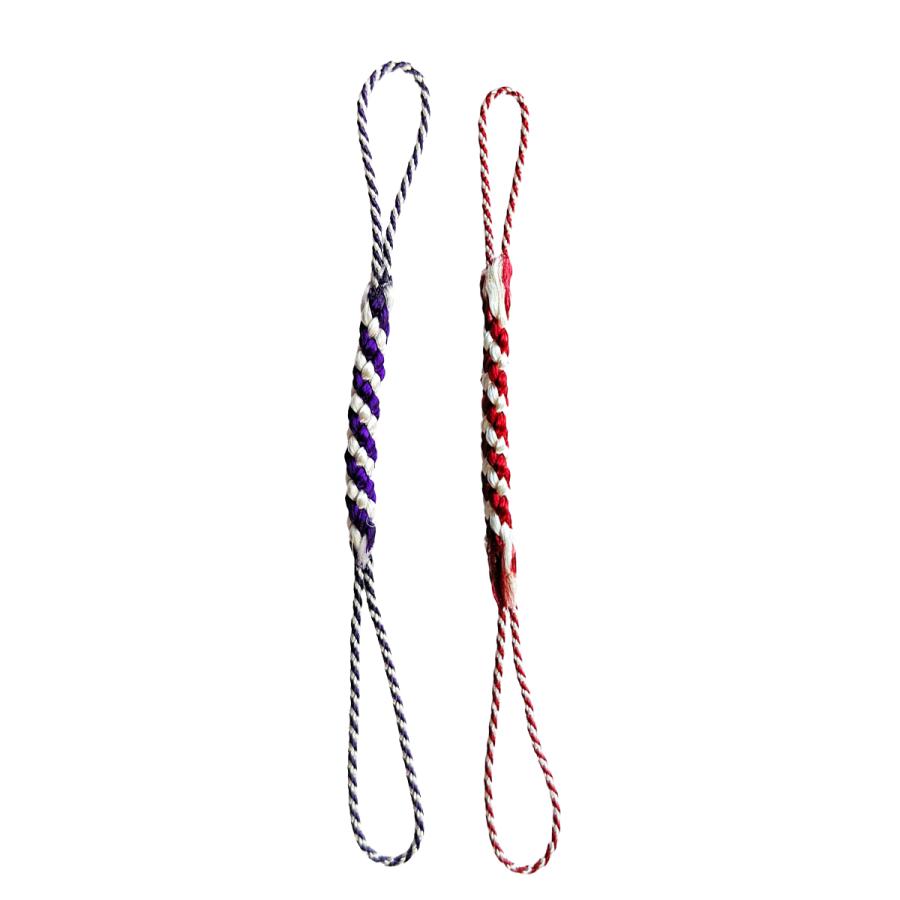 根付紐 (1本) 江戸古代根付紐（赤白 紫白) ちりめん細工や手作り