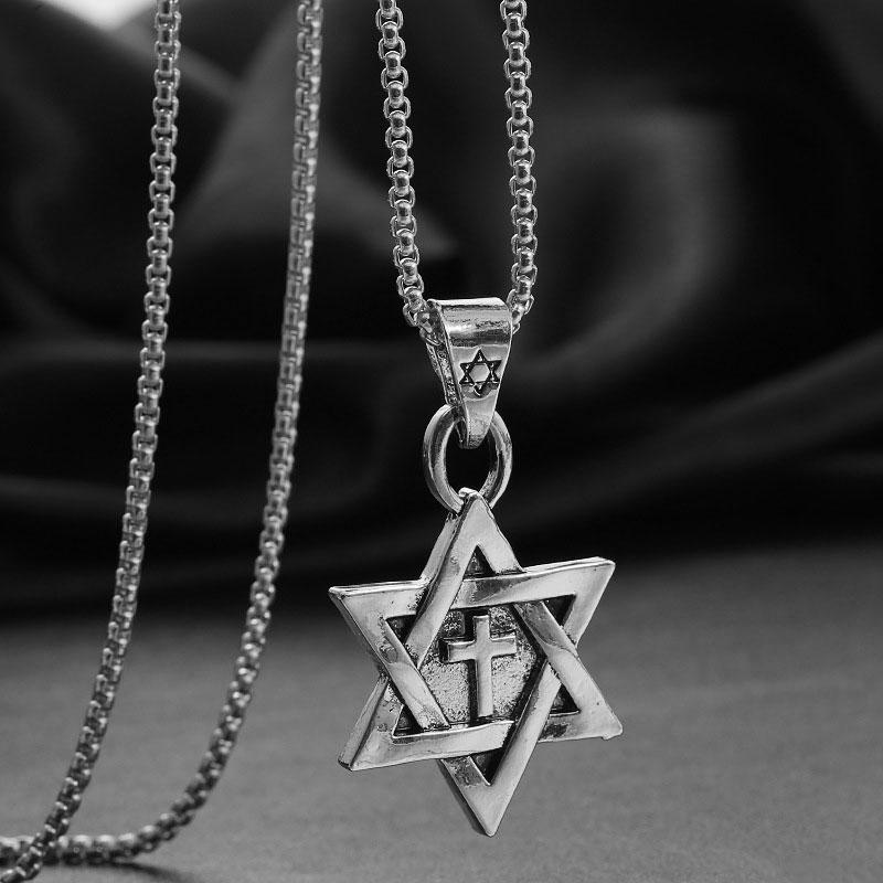 ネックレス 六芒星 6芒星 十字 お守り 魔除け メンズ レディース